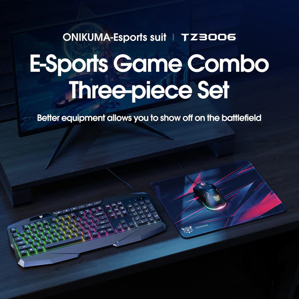 Combo Gamer ONIKUMA TZ3006 3 en 1 | Teclado, Mouse y Mousepad RGB