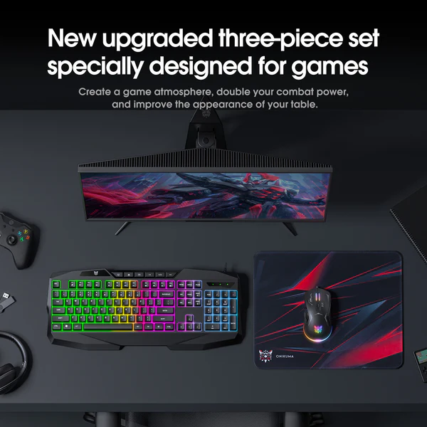 Combo Gamer ONIKUMA TZ3006 3 en 1 | Teclado, Mouse y Mousepad RGB