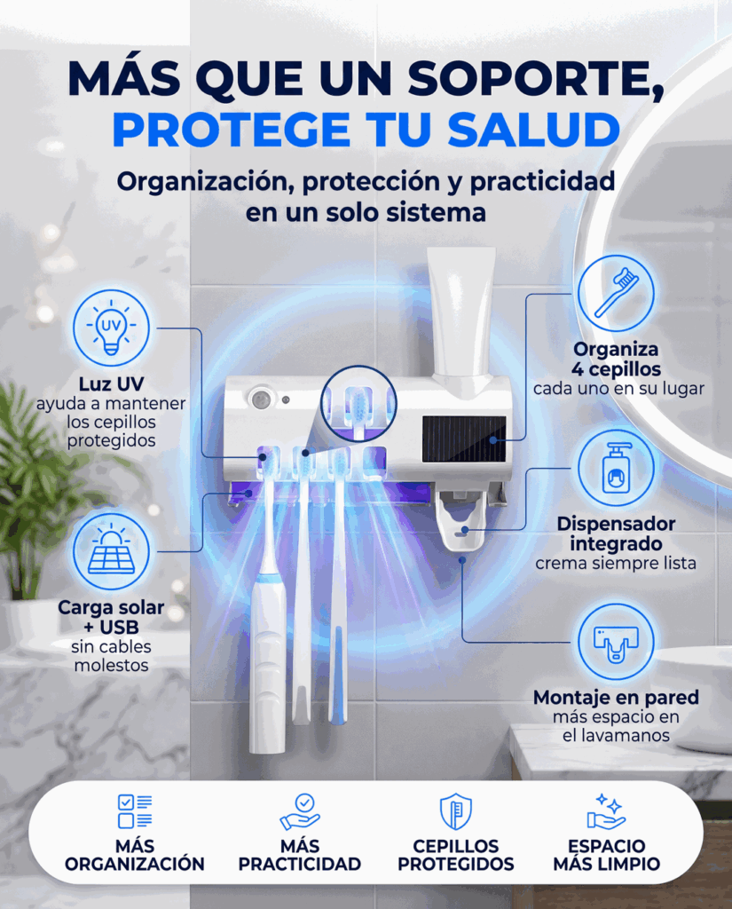 Esterilizador de cepillos UV que protege la salud de tu familia