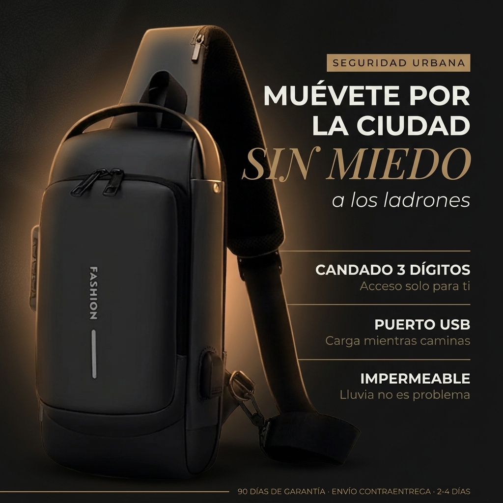 Image hero Maletín antirrobo negro con candado de seguridad, puerto USB y franja reflectiva para moverse por la ciudad sin miedo