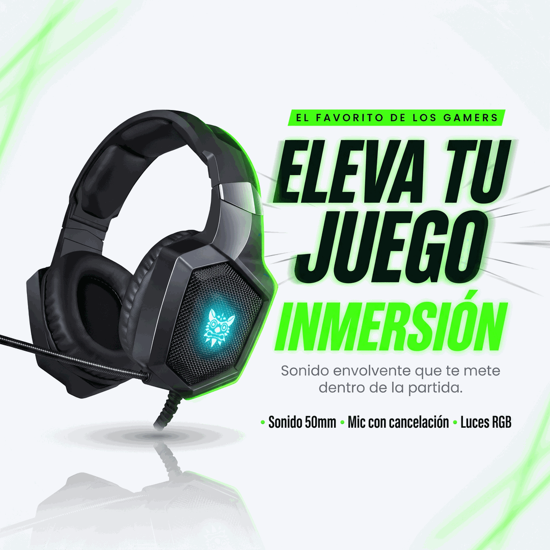 Diadema gamer Onikuma K8 negra con luces RGB y micrófono