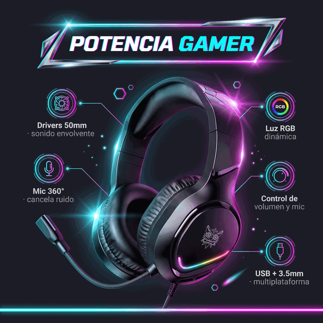 2-diadema-gamer-onikuma-x31-caracteristicas Características de la diadema gamer Onikuma X31: 50mm, mic 360, RGB