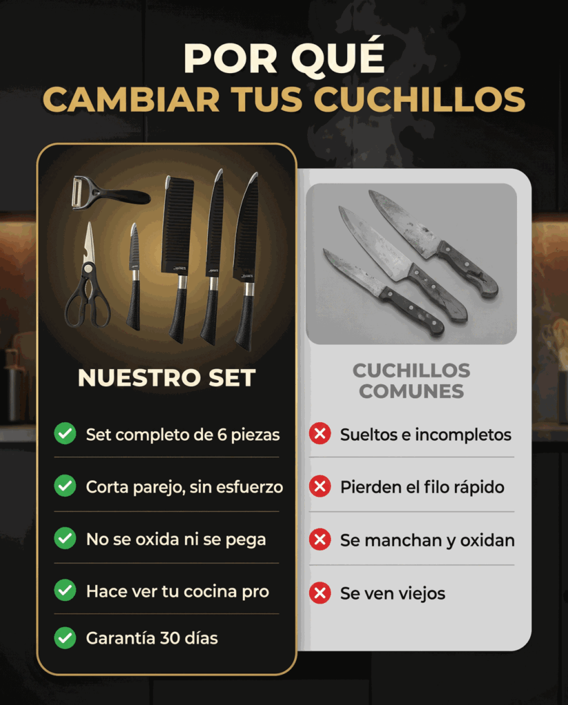 Comparación del set de cuchillos frente a cuchillos comunes
