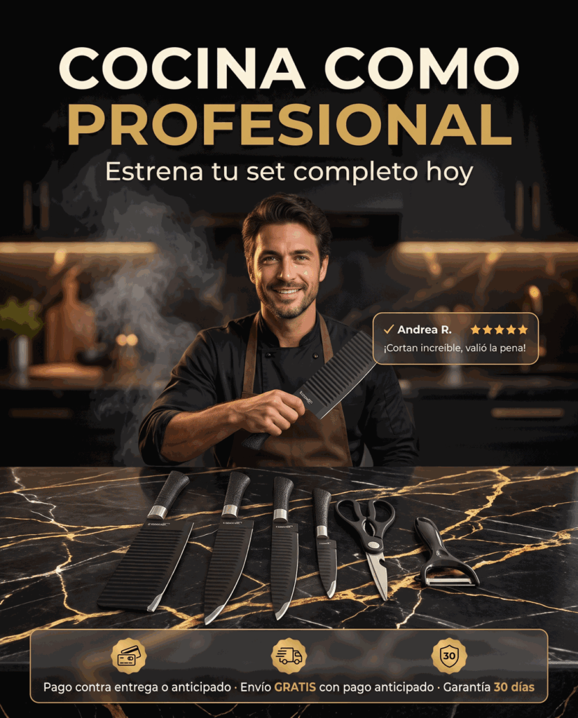 Set de cuchillos de acero inoxidable con envío gratis y garantía